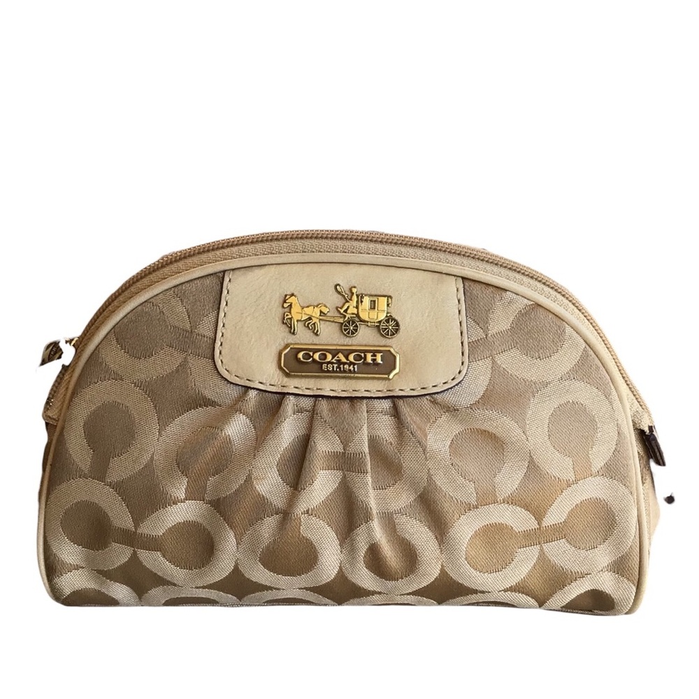 Coach Signature C Large Cosmetic Bag Light Khaki Sand - Picture 2 of 9